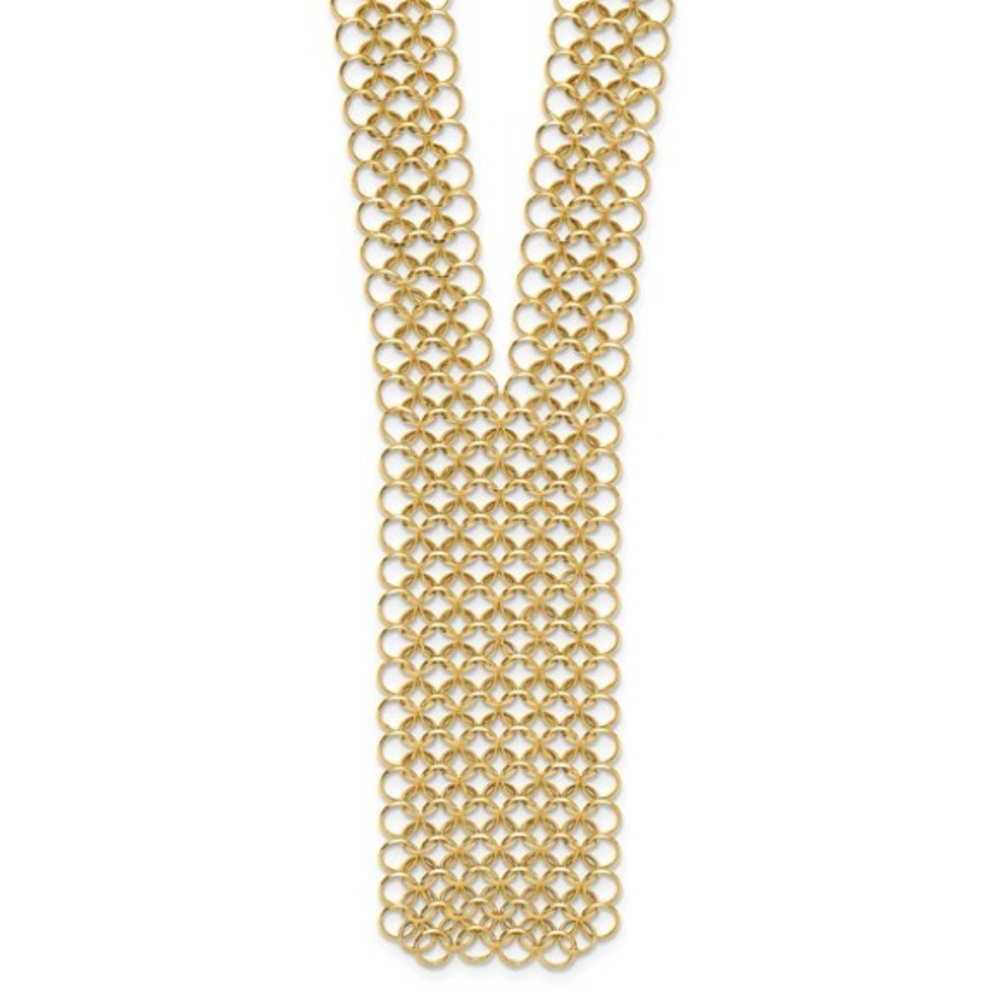 Herco 14K Yellow Gold Polished Fancy Circle Tie Necklace – 18”- Made in Italy